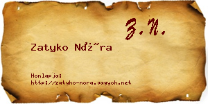Zatyko Nóra névjegykártya